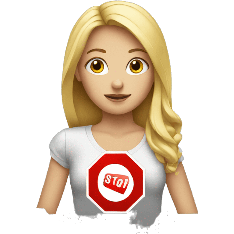 blond Girl stop sign emoji