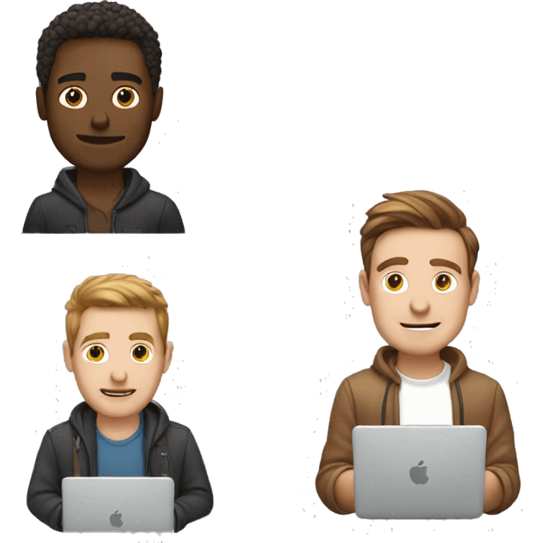 two different white guys with brown hair using their laptops emoji