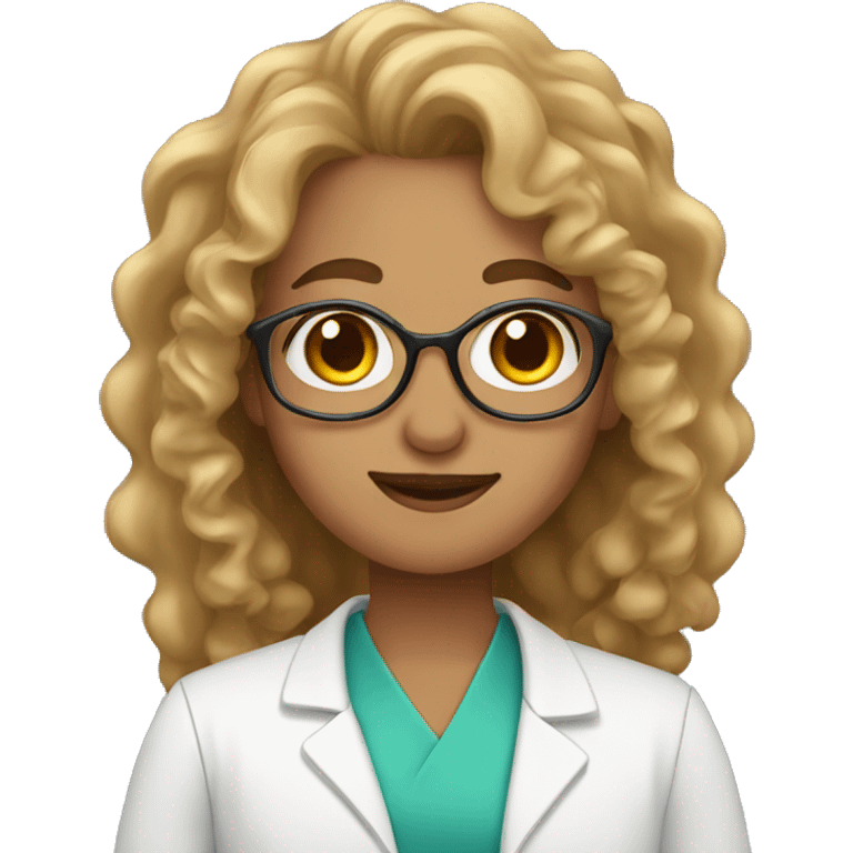 Pharmacist with long curly hair and makeup emoji