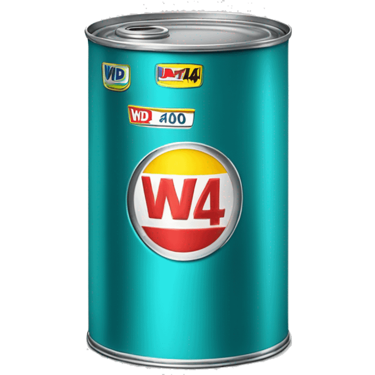 Realistic metallic turquoise oil can of WD40 isolated.  emoji