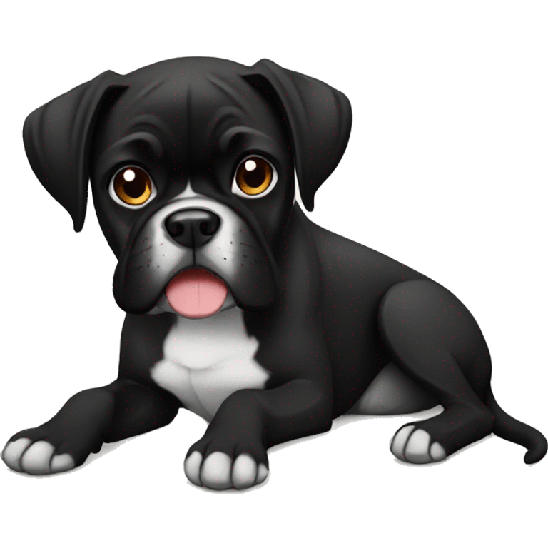 black Boxer dog mit text streichel mich emoji