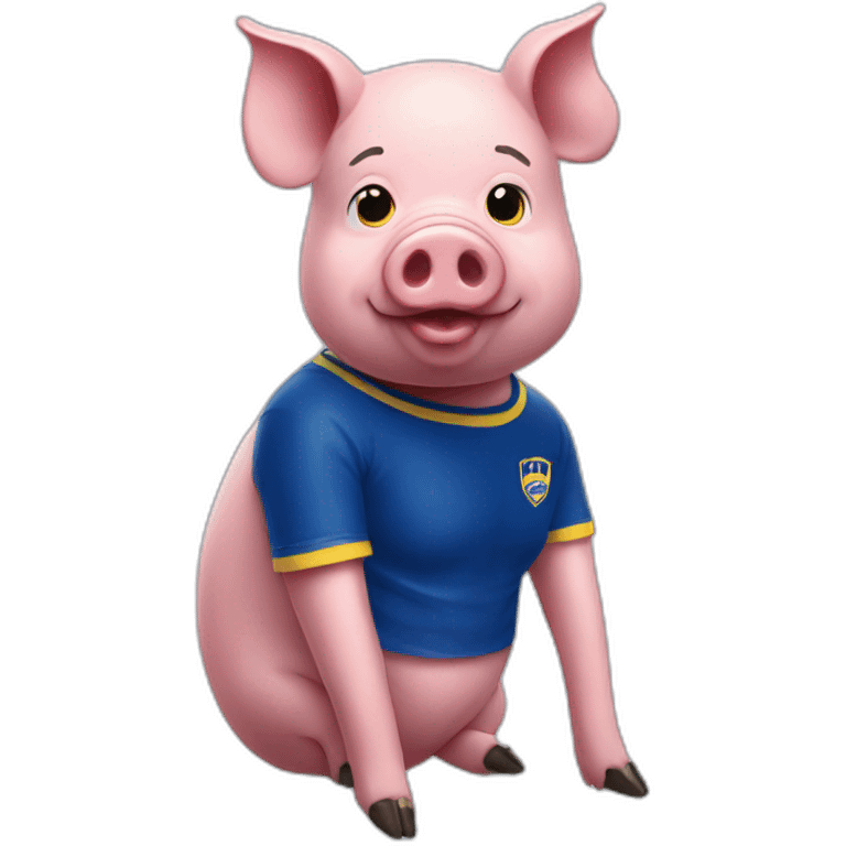 pig with a boca juniors tshirt emoji