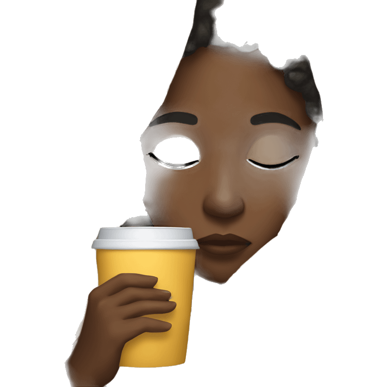 Black girl inside a blanket sipping coffee eyes closed emoji