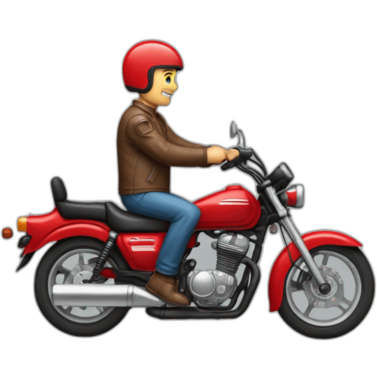 A middle age man on motorcycle honda Red 250 1885  emoji