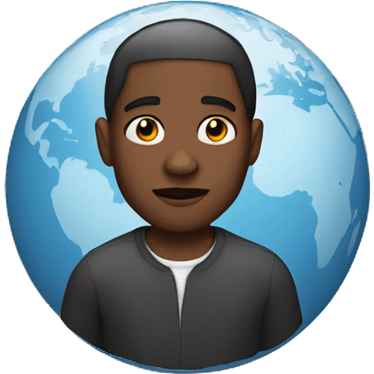 black man whose head is a globe emoji