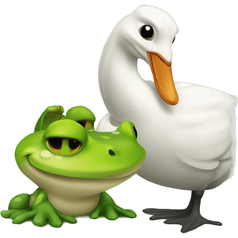 Goose and frog  emoji