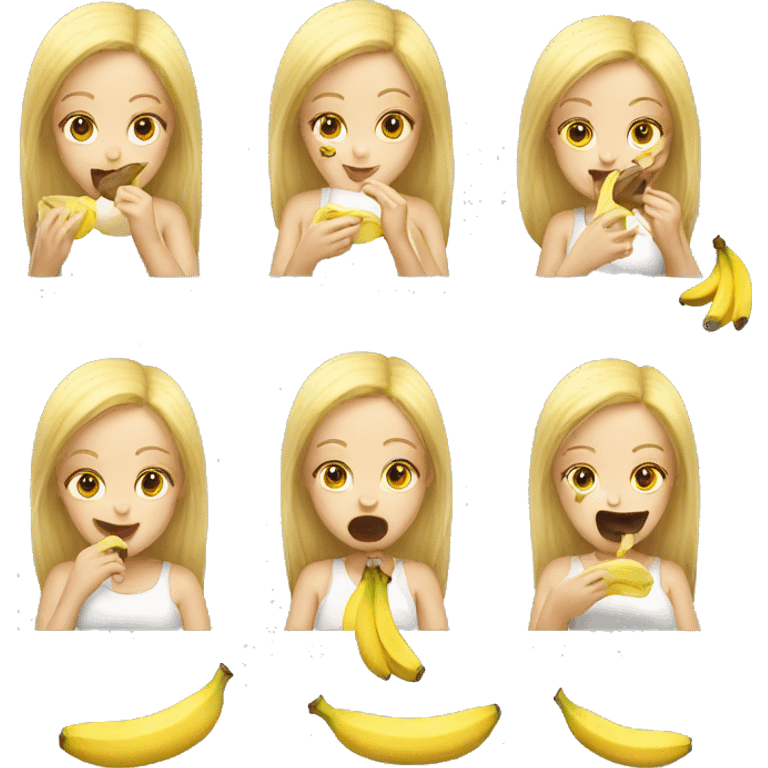 Blond girl eating banana  emoji