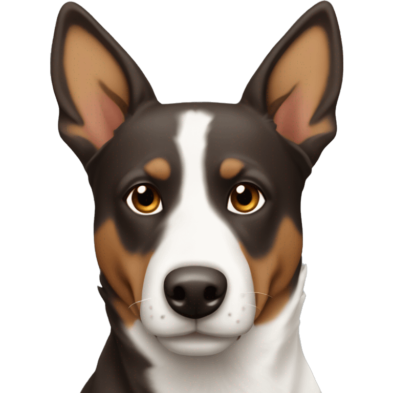 Dark brown tan and white cattle dog emoji