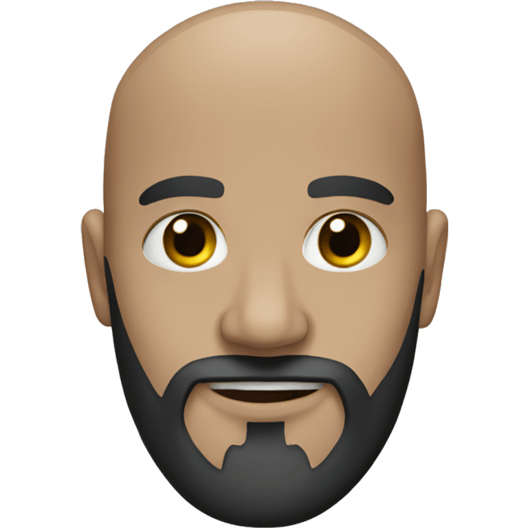 bald man, medium black beard, grey eye emoji