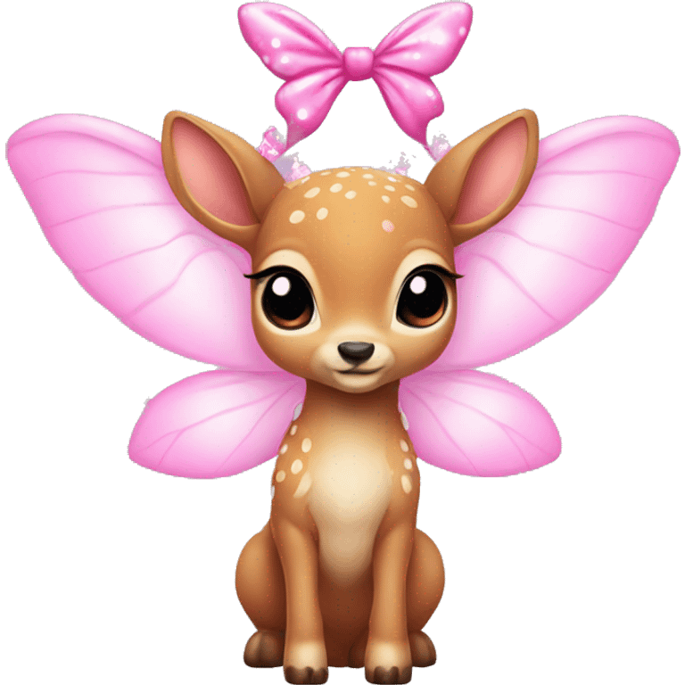 baby deer with fairy wings and a pink bow around its neck  emoji