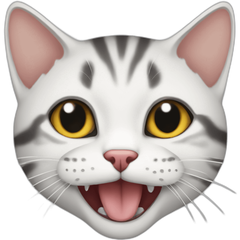 American shorthair cat with 2 broken teeth emoji