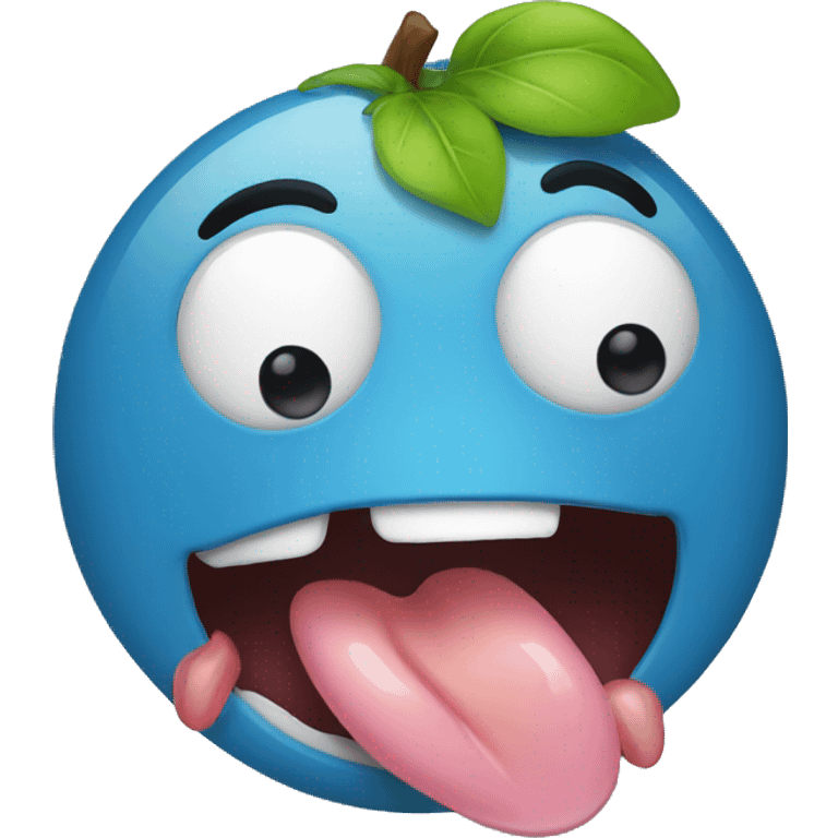 Blue emoji licking emoji