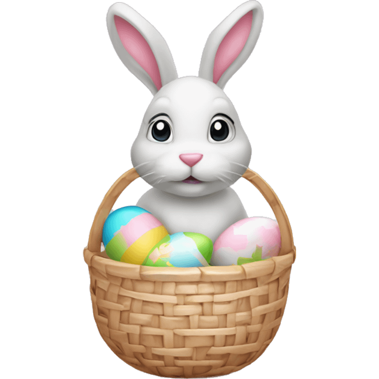 easter bunny with egg light pink basket emoji