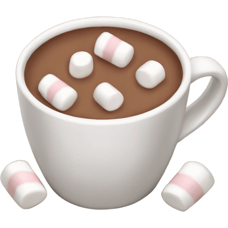 Light brown mug of hot chocolate with marshmallows  emoji