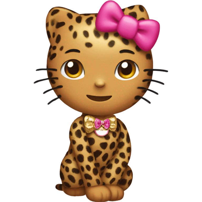 hello kitty wearing a leopard print bow emoji