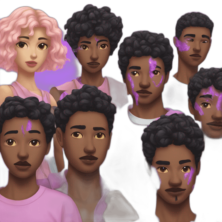 Vaporwave group of people with scars emoji