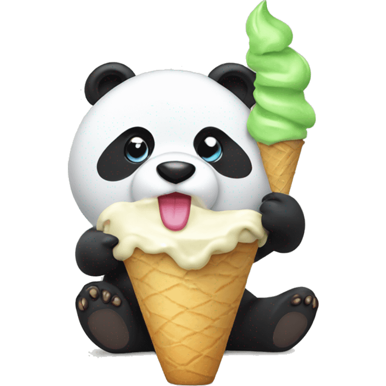 Panda eating ice cream emoji