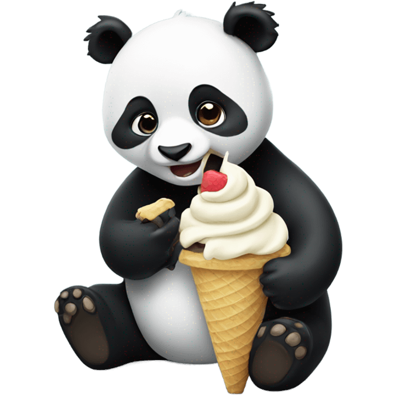 Panda eating ice cream emoji