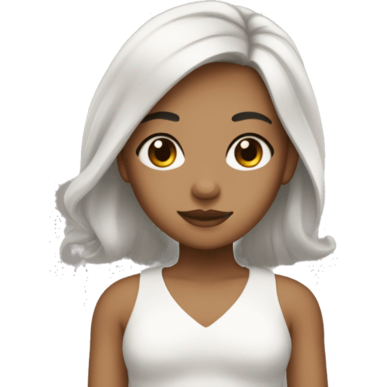 A girl with skin tone white black hair and name is kadambari emoji