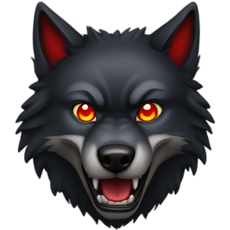 angry black wolf, red glowing eyes emoji