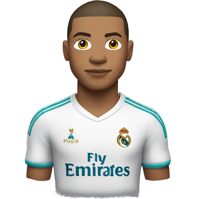 kylian mbappe in real madrid shirt, torso up emoji