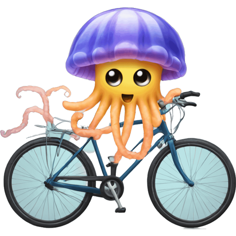 Jellyfish riding a bicycle emoji