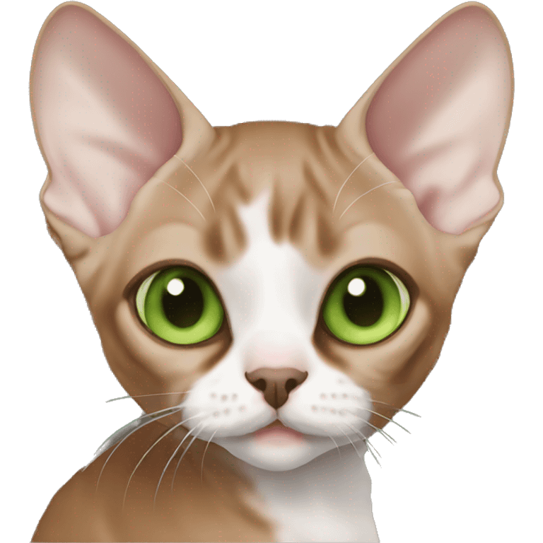 Fat Brown Devon Rex with green eyes  emoji