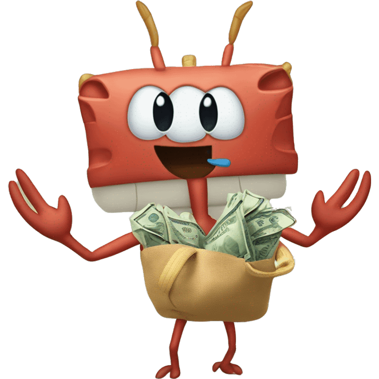 My krabs from SpongeBob holding a bag of money  emoji