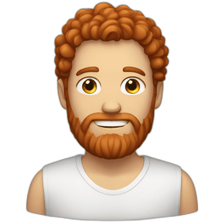 white man with beard and red curly mid-long hair emoji