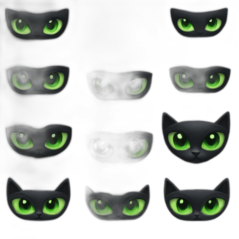 Black cat eyes green emoji