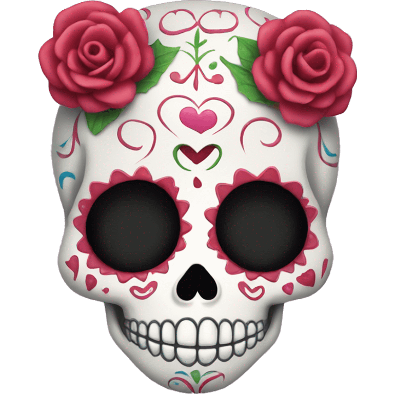 Sugar skull with heart design emoji