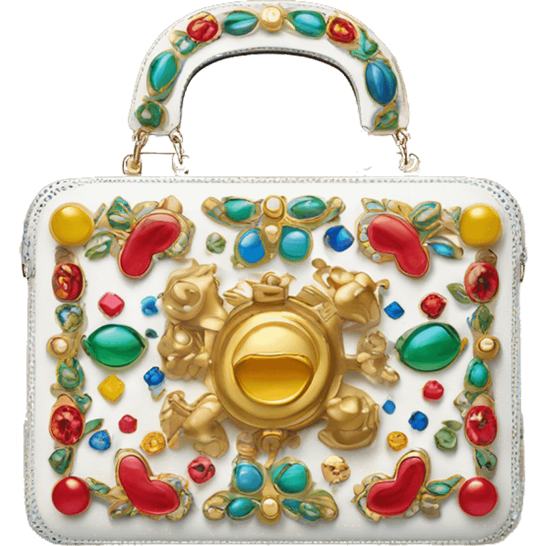 Dolce and Gabbana box bag with colourful ornament and golden detais  emoji