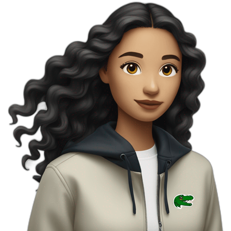 Lacoste bag latin girl with long hair with black lacoste windbreaker emoji