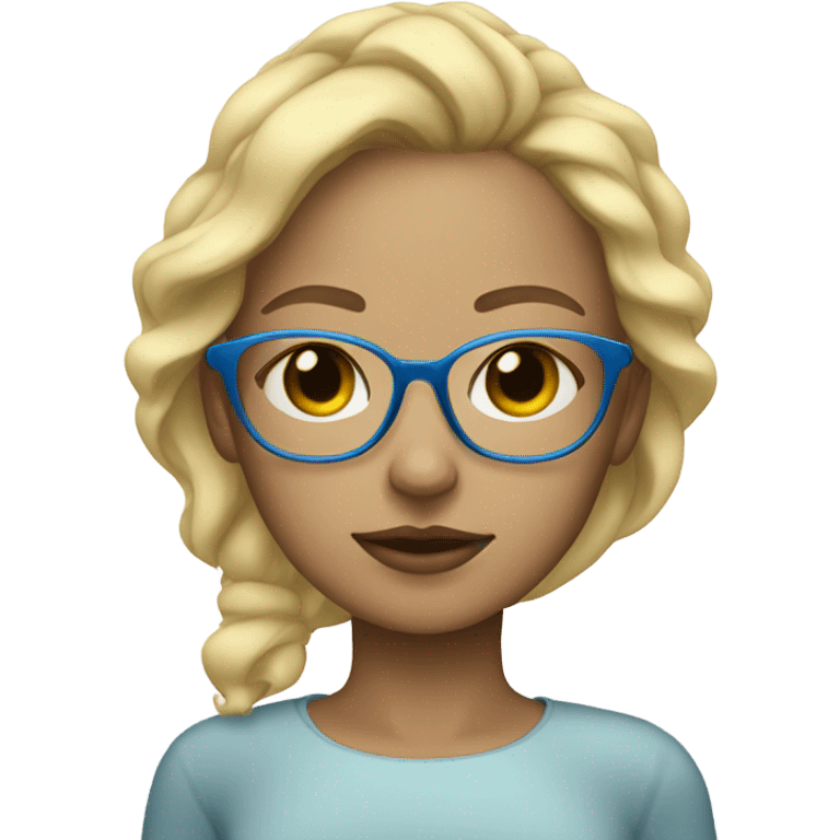 Blonde girl with blue highlights with light skin and glasses sleeping emoji