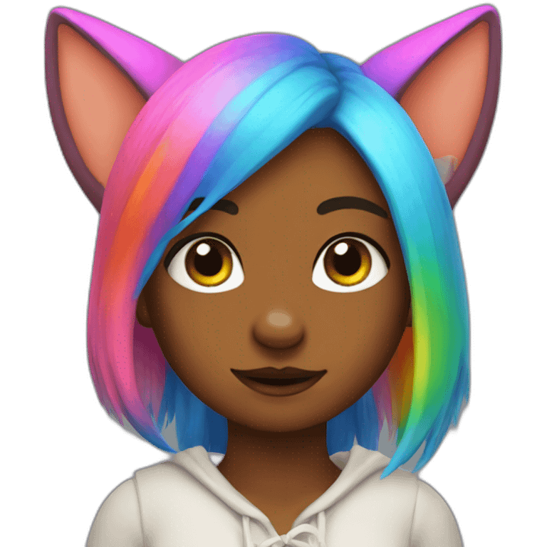 rainbow fox girl emoji