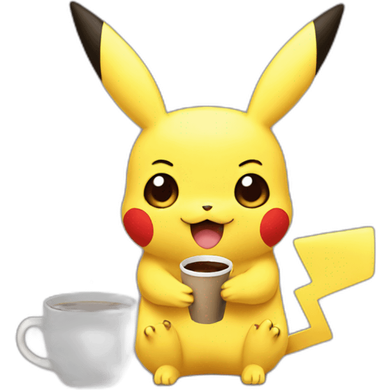 pikachu drinking coffee emoji