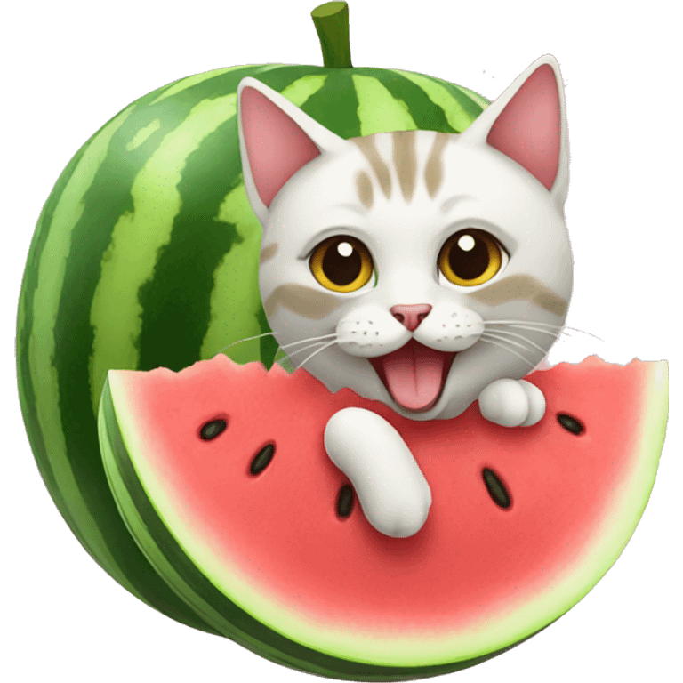 cat that eats watermelon emoji