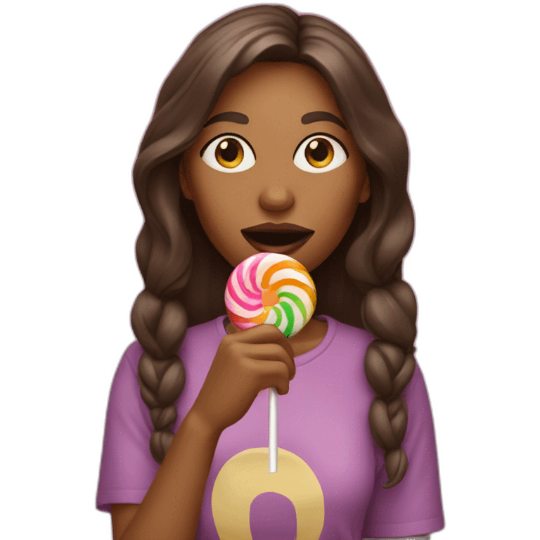 Woman eating lollipop emoji