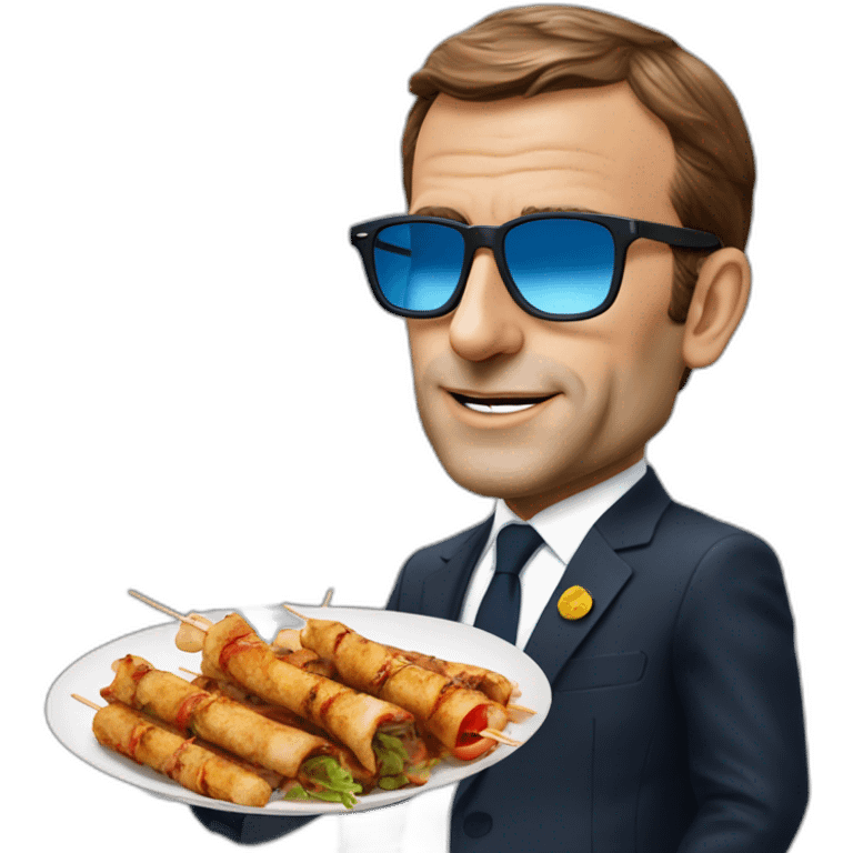 emanuel macron qui mange un kebab avec des lunettes de soleil emoji