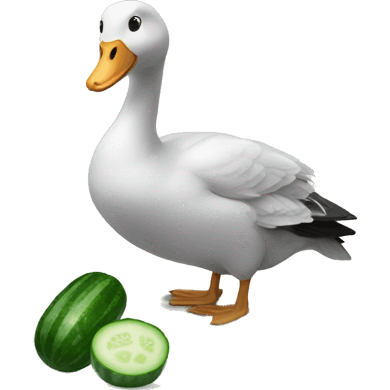 goose eating cucumber emoji