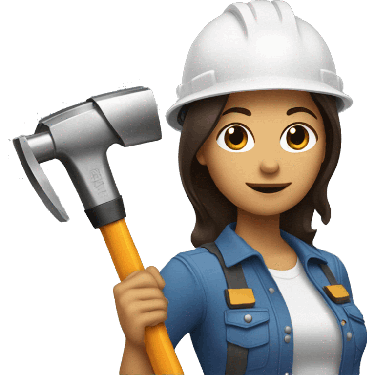 brunettewoman with a construction helmet and an electric hammer in her hand emoji