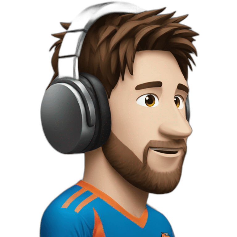 Messi with headphone emoji