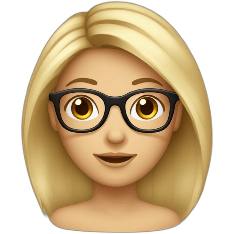 Une fille avec des cheveux bruns avec deux mèches blonde blonde et des lunettes emoji