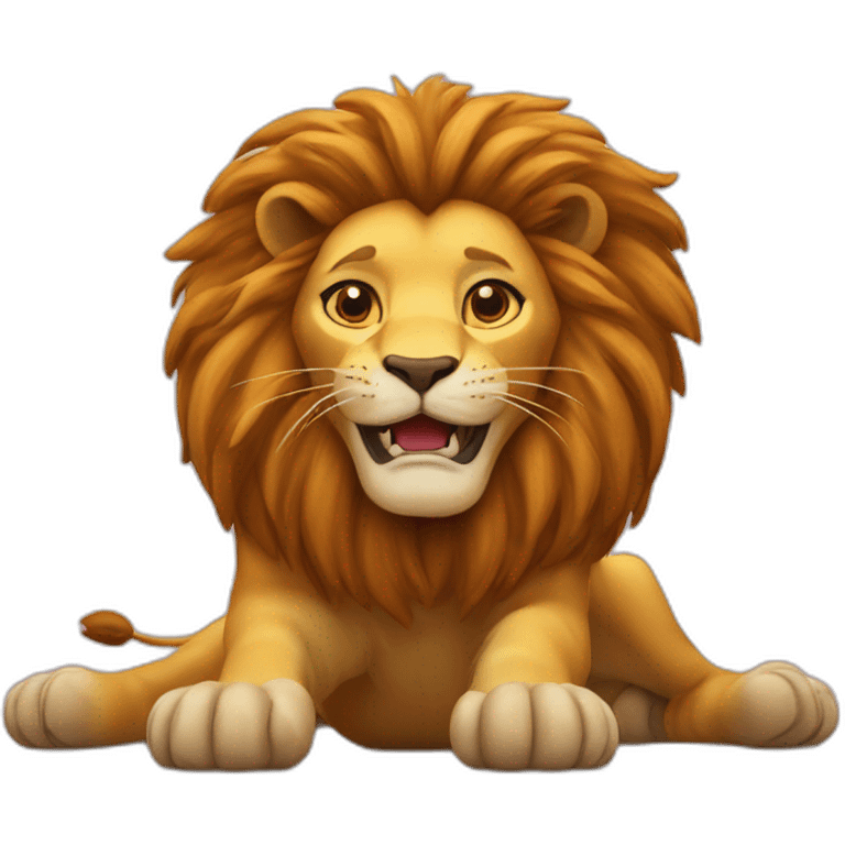 supine lion playing emoji