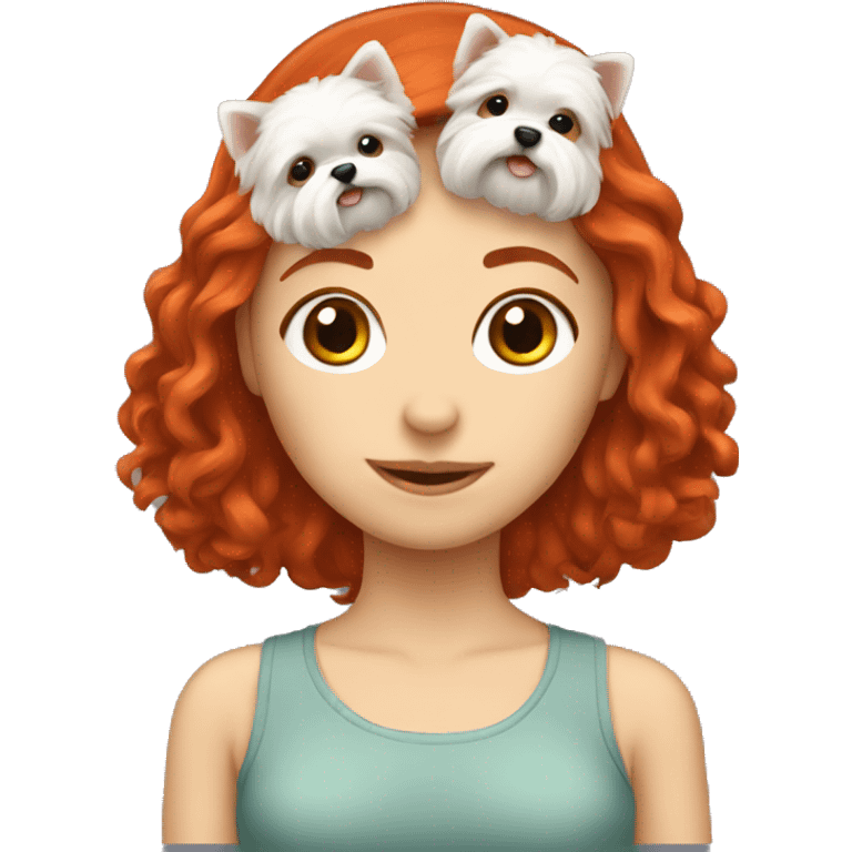 Red headed girl with shitzu  emoji