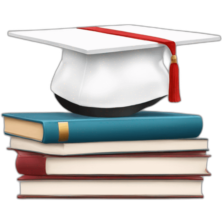 White Student cap with red medical cross On a stack of books emoji