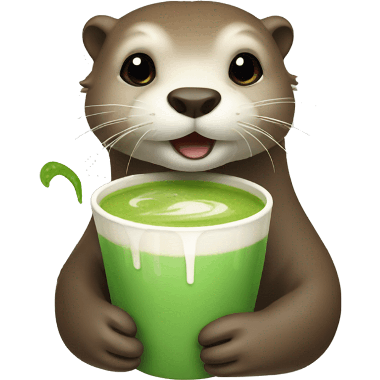 Otter drinking Matcha Latte emoji