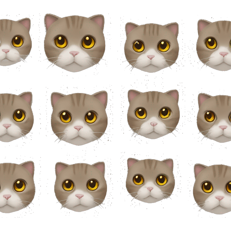 brown scottish fold cat with yellow eyes emoji