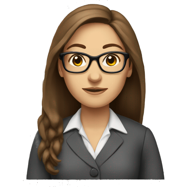 Female teacher in classroom long brown hair glasses emoji