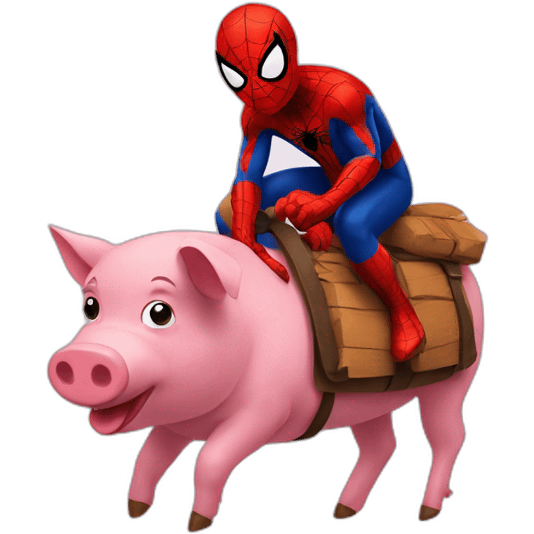 Spiderman riding pig emoji